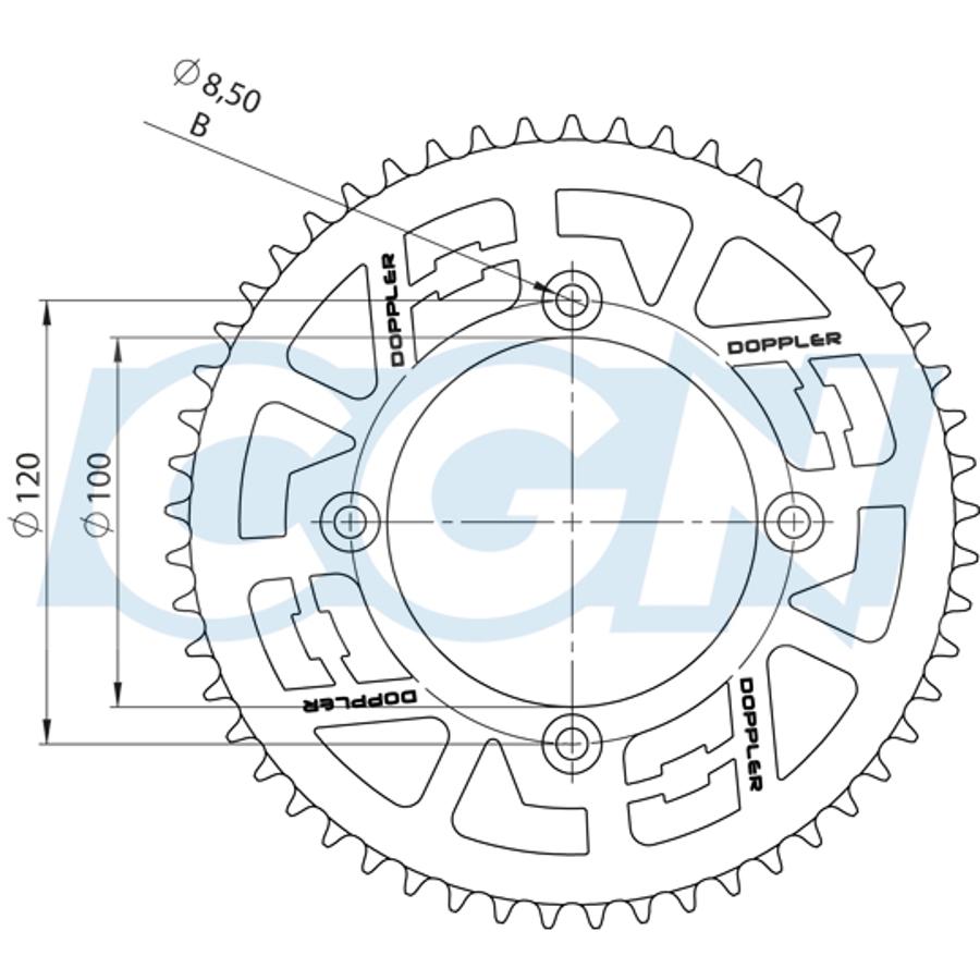 Achtertandwiel Doppler Beta RR 53T Rood