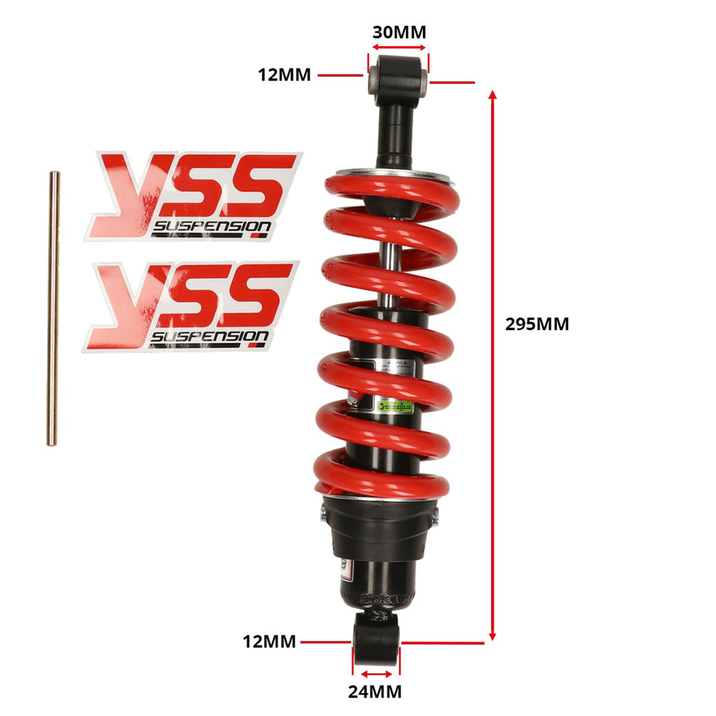 YSS Hybrid Mono Schokbreker 290mm Rood/Zwart Derbi Senda