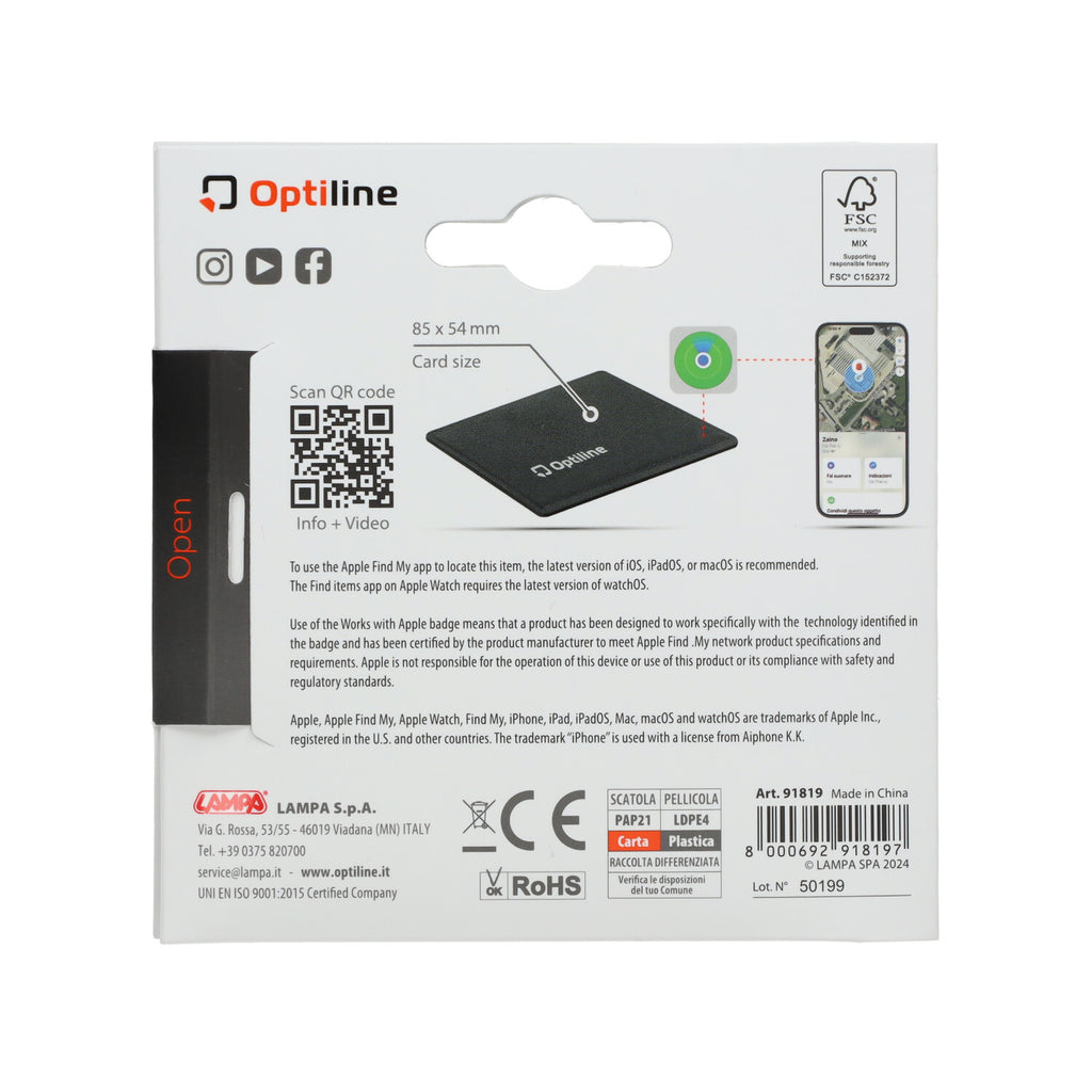 GPS Volgsysteem Optiline Tracker Flex zelfklevend 85x54x3mm zwart