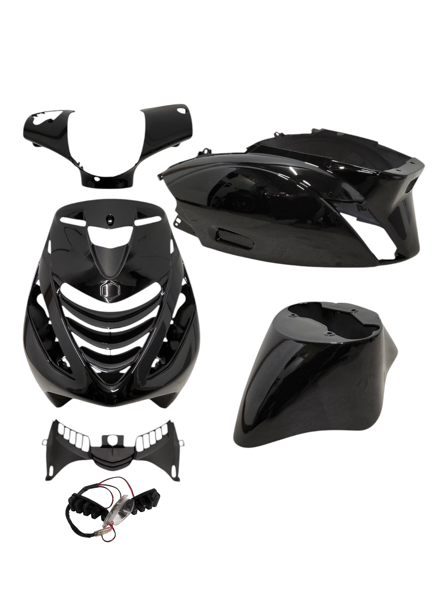 Power1 SP Kappenset 6-delig Glans Zwart + LED Piaggio Zip 100 / 125 / Zip 2000