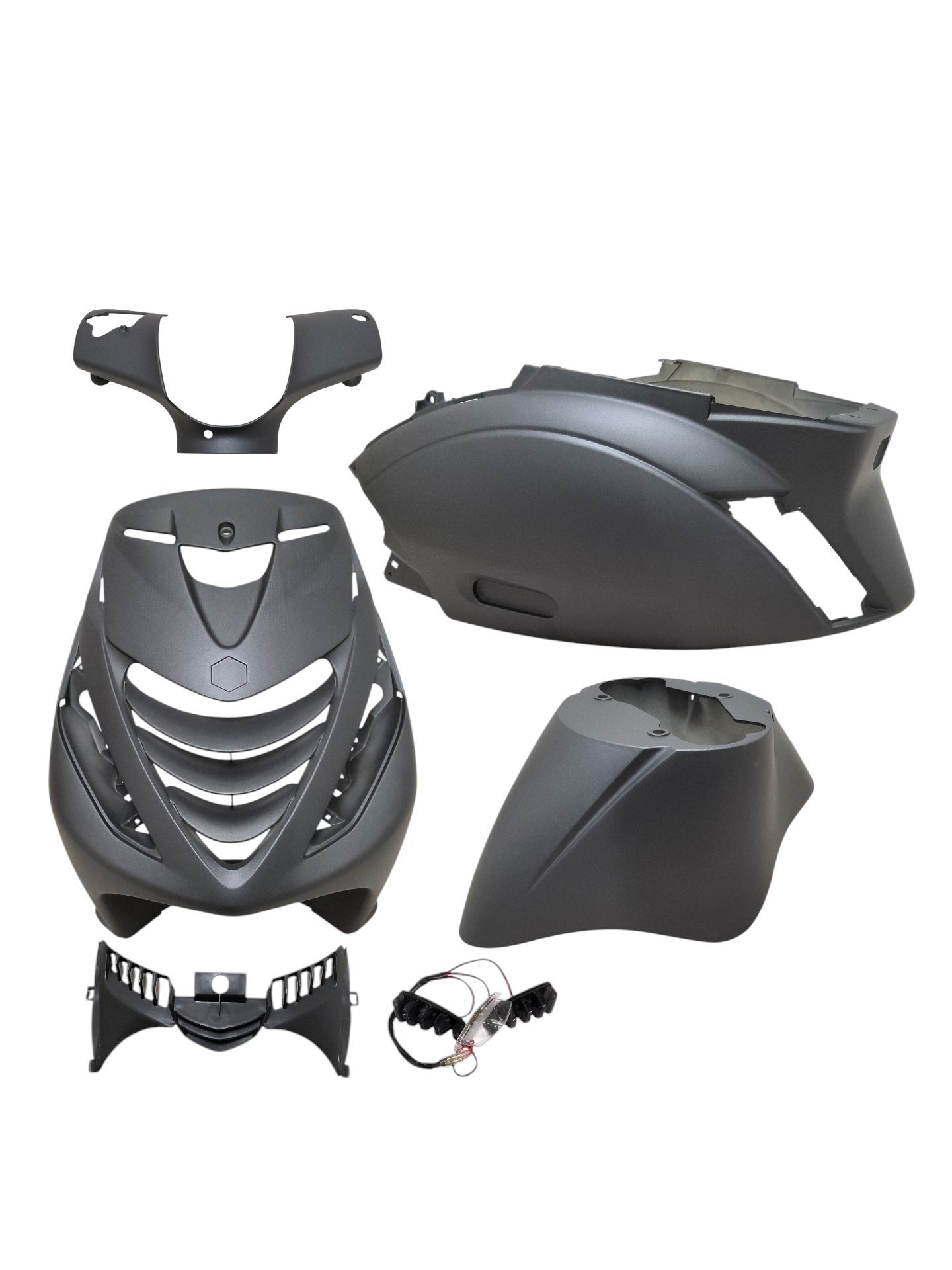 Power1 SP Kappenset 6-delig Antraciet Mat + LED Piaggio Zip 100 / 125 / Zip 2000