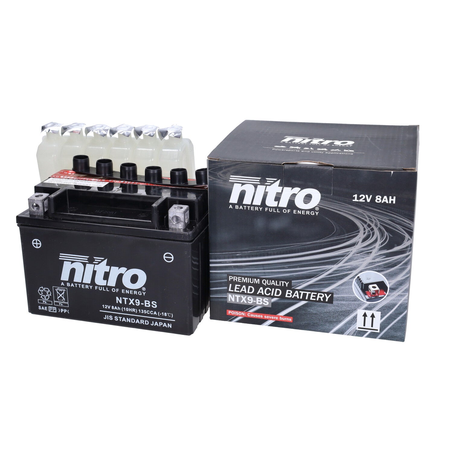 Nitro Accu NTX9-BS / YTX9-BS Euro 2 Piaggio Zip 4T / Centro / Kymco Agility 16+ / Super 8