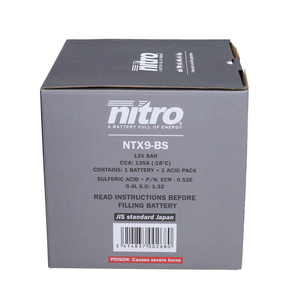 Nitro Accu NTX9-BS / YTX9-BS Euro 2 Piaggio Zip 4T / Centro / Kymco Agility 16+ / Super 8