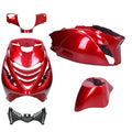 Kappenset DMP Model SP EVO-1 Bordeaux Rood Glans 5-delig Piaggio Zip2000 / Zip 100/125
