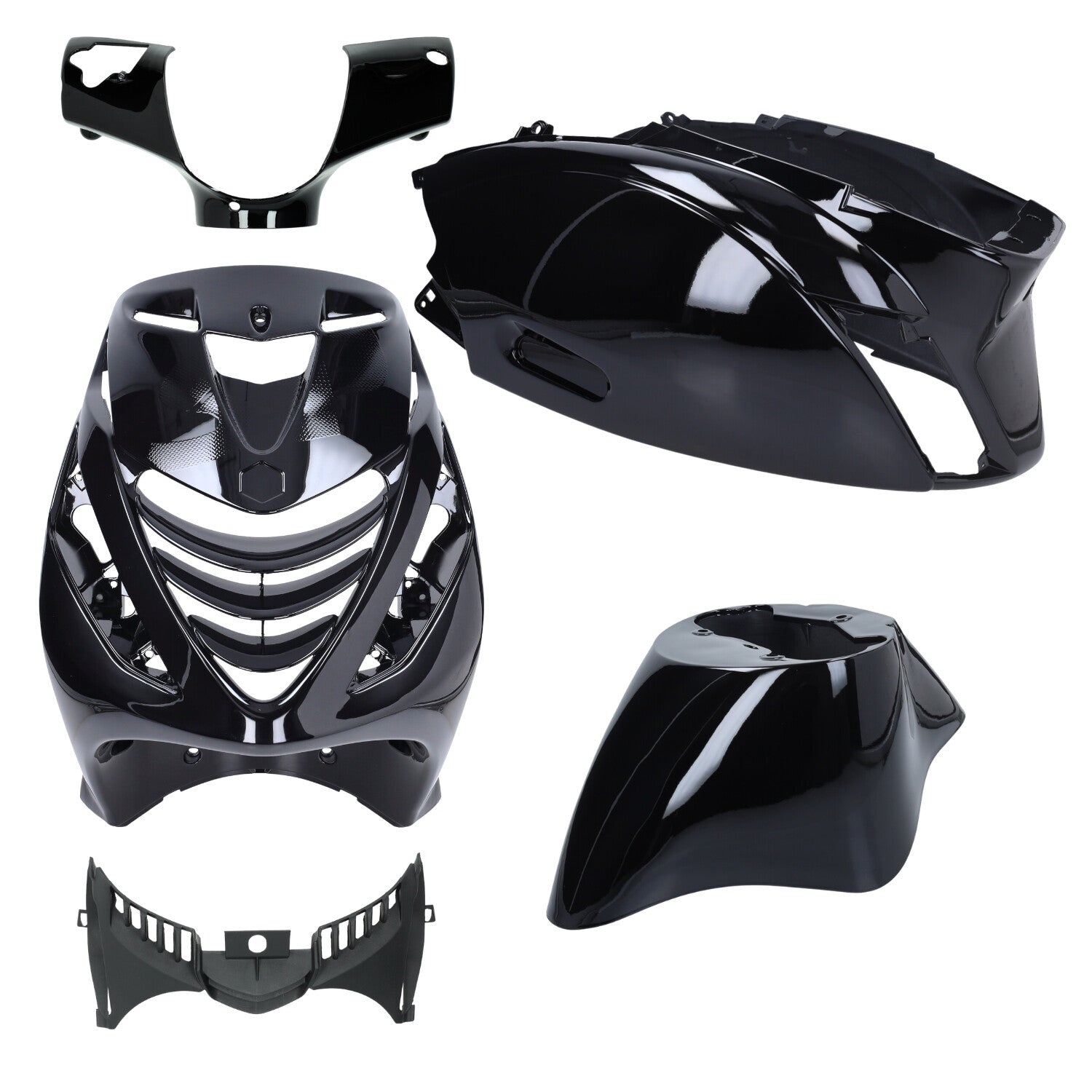Kappenset DMP SP EVO-1 Zwart Glans 5-delig Piaggio Zip 2000 / Zip 100 / 125