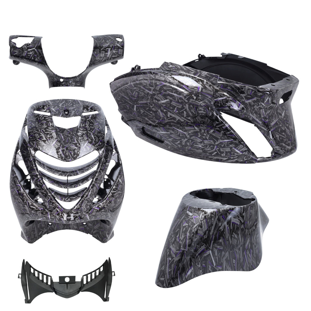 Kappenset DMP Model SP EVO-1 Forged Flakes Zwart/Zilver/Paars Glans 5-delig Piaggio Zip 100/125 / Zip2000
