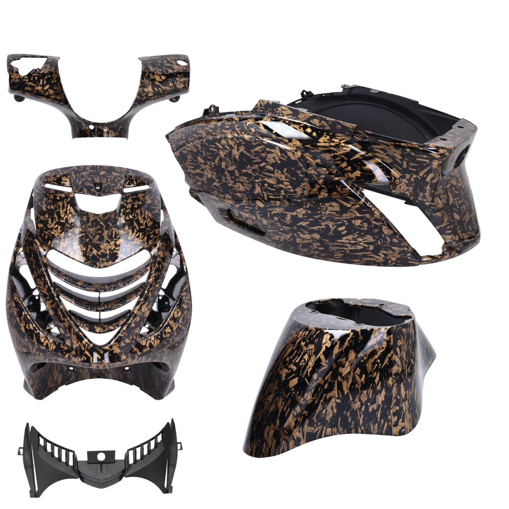 Kappenset DMP Model SP EVO-1 Forged Flakes Zwart/Goud Glans 5-delig Piaggio Zip 100/125 / Zip2000