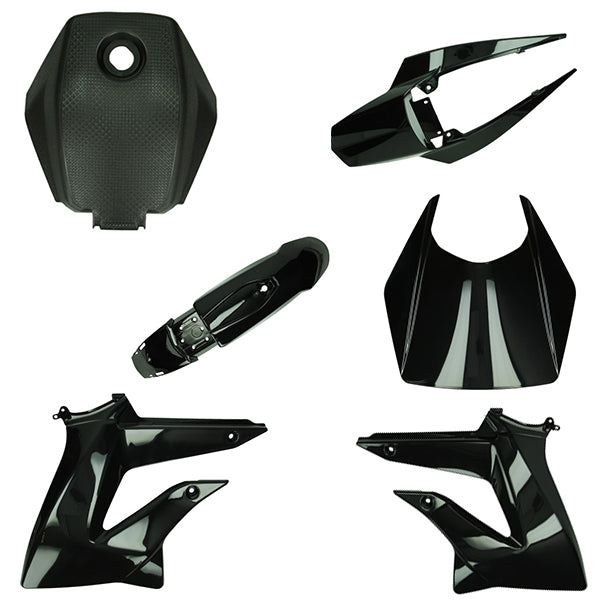 Kappenset / Plastics Set Glans Zwart 6-delig Derbi Senda DRD / X-Treme / Gilera SMT / RCR