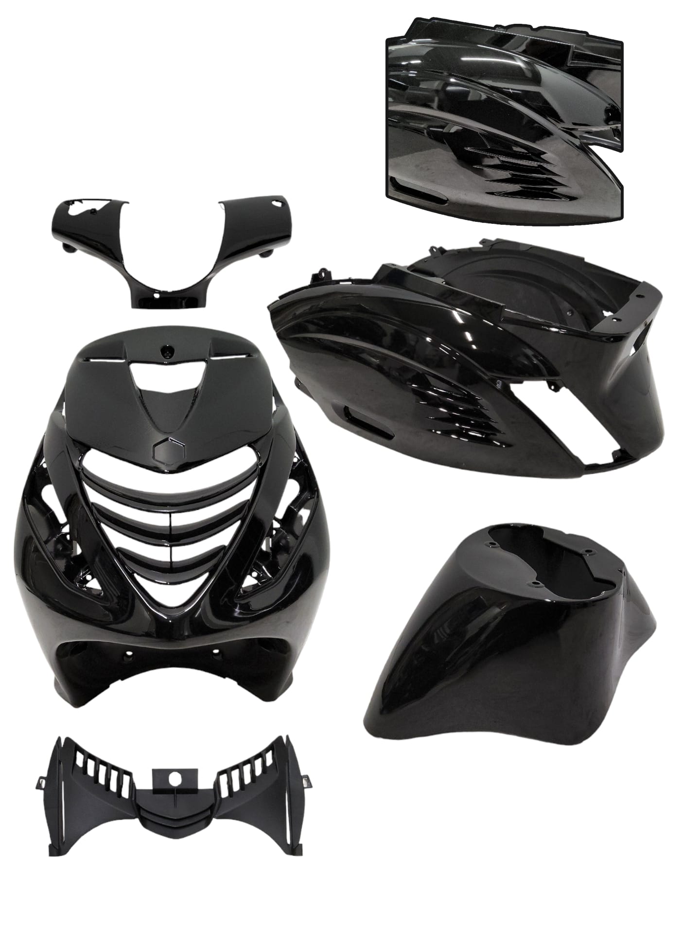 DMP SP RS-1 Air Kappenset 5-delig Glans Zwart Piaggio Zip 100 / 125 / Zip 2000