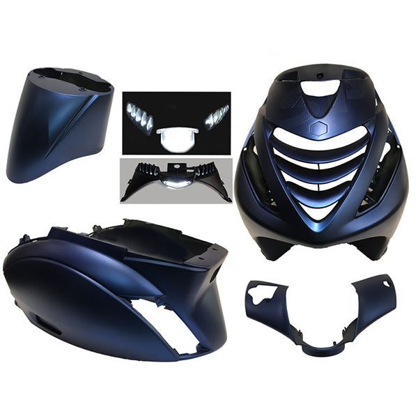 Power1 SP Sport Kappenset 6-delig Mat Blauw + LED Piaggio Zip 100 / 125 / Zip 2000